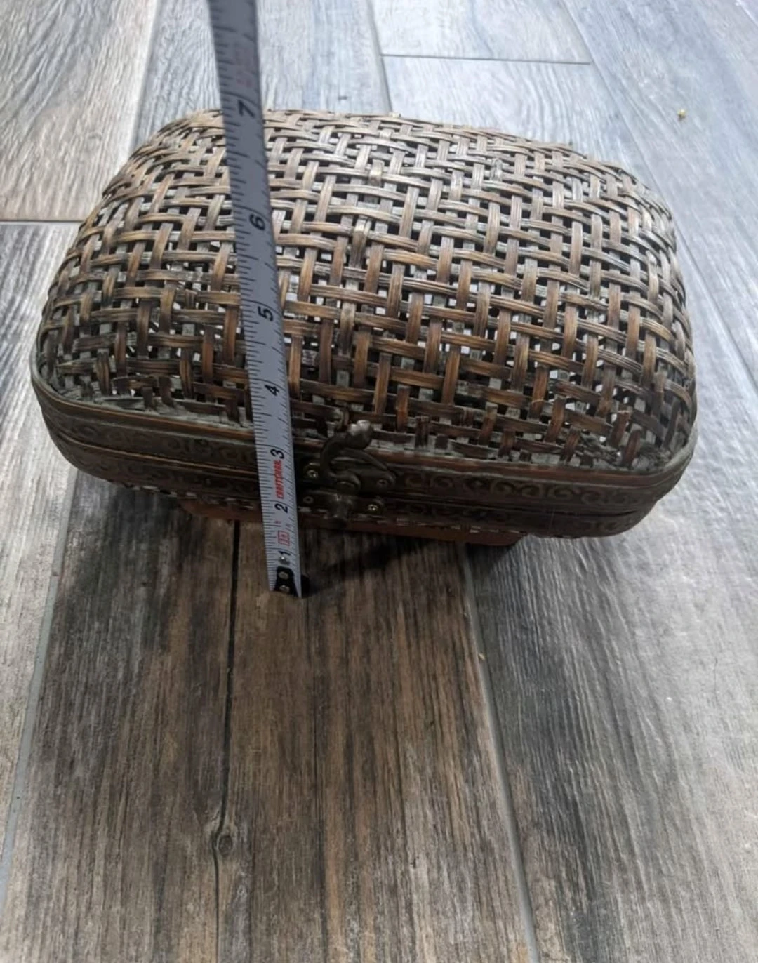 Woven Bamboo Trinket Box with Clasp - photo 3