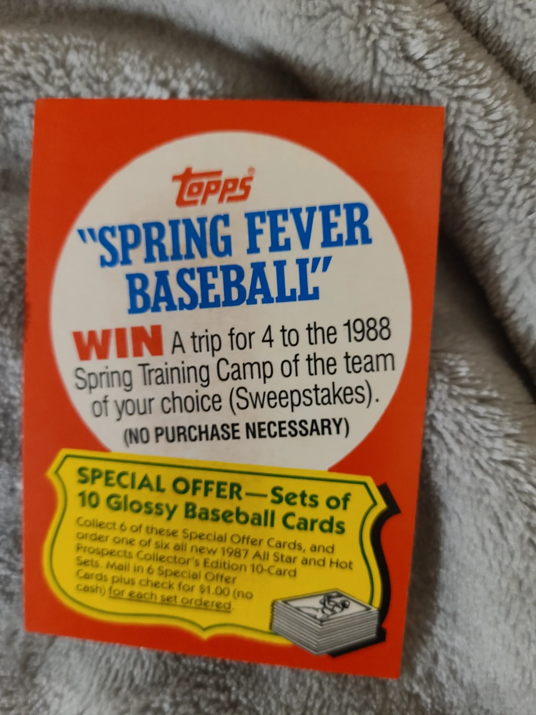 Expired Topps Spring Fever Baseball 1987 Special Offer Cards