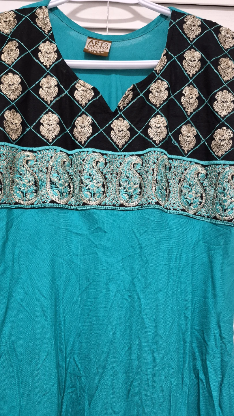 Teal Salwar Kameez Set with Dupatta - Medium