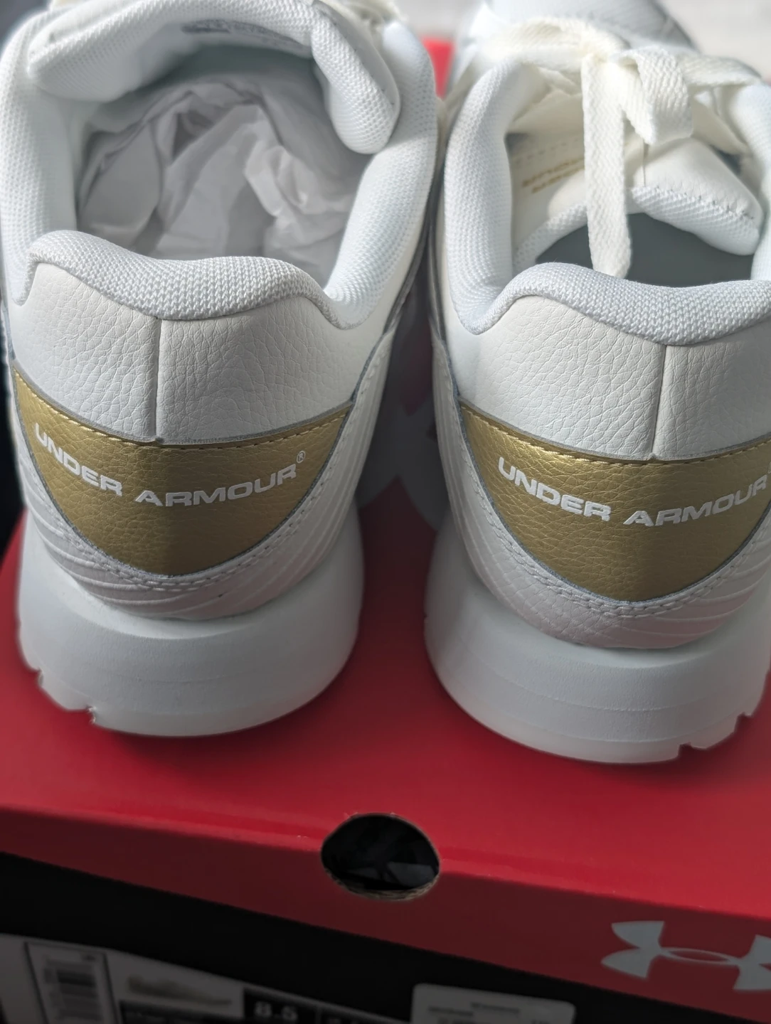 Under Armour White & Gold Sneakers - Size 8.5 - photo 2