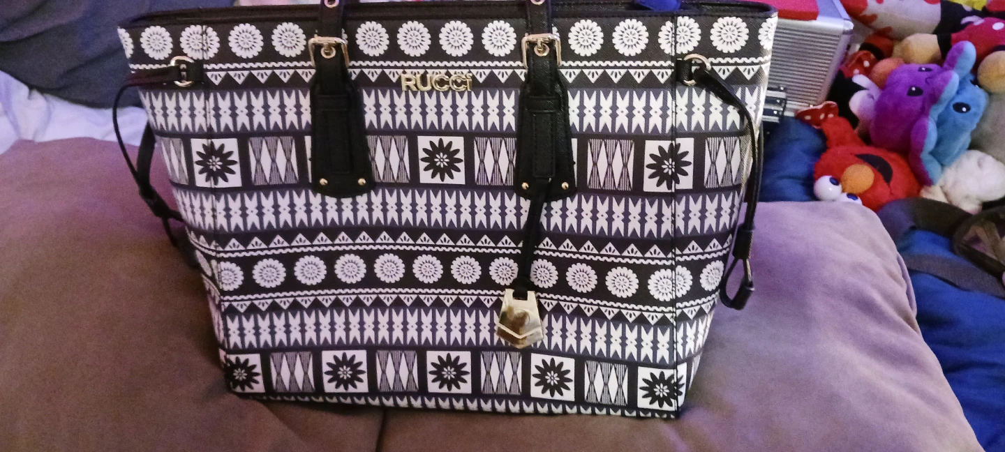 RUCCI Black and White Pattern Tote Bag
