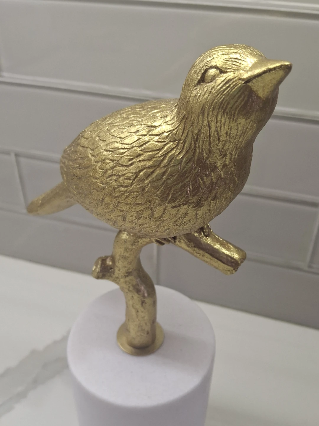 Gold Bird Figurine on White Base - photo 2