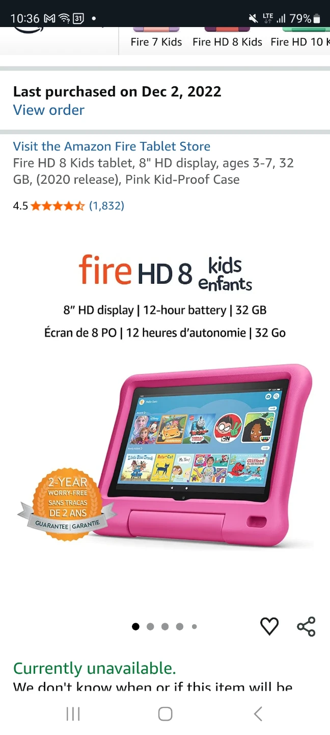 Amazon Fire HD 8 Kids Tablet - Pink