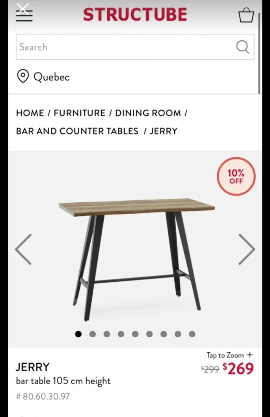 NEED IT GONE!!! Structube JERRY Bar Table - Natural Wood