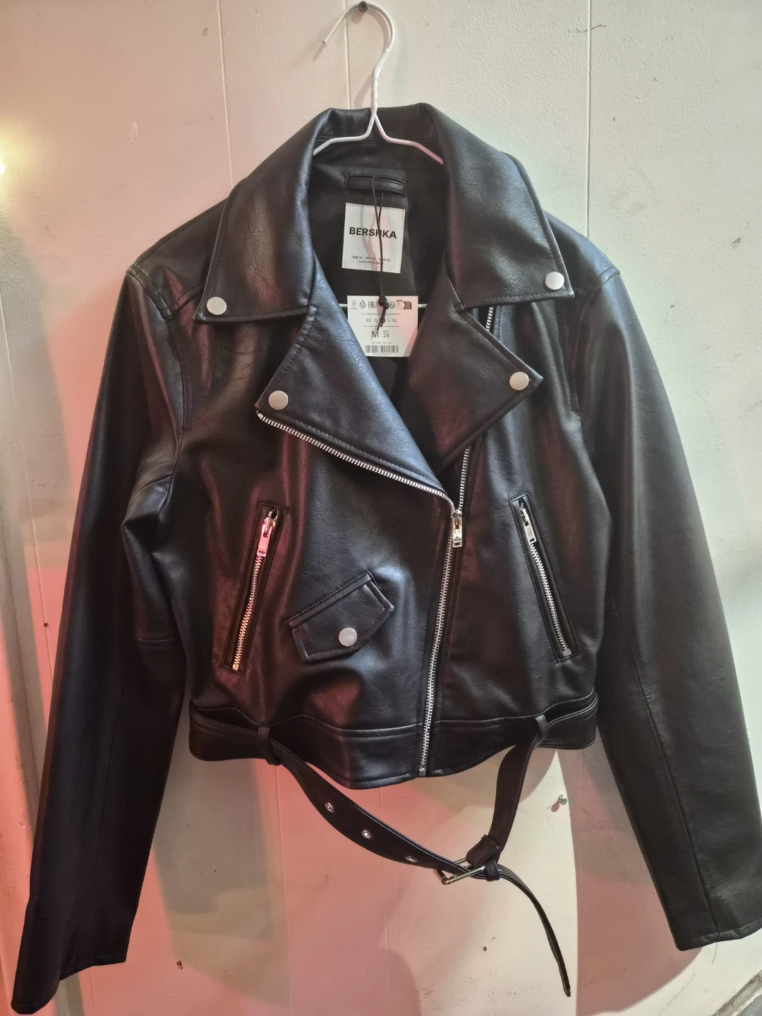 Bershka Black Faux Leather Biker Jacket