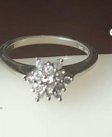 Silver-tone engagement ring with diamond cluster - photo 2