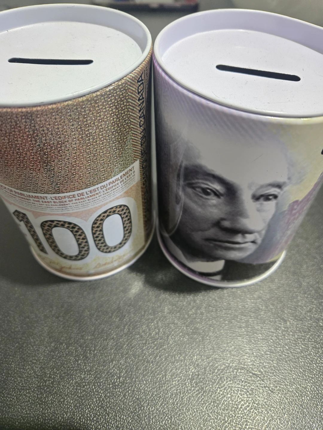 Canadian Banknote Coin Banks (Set of 2)