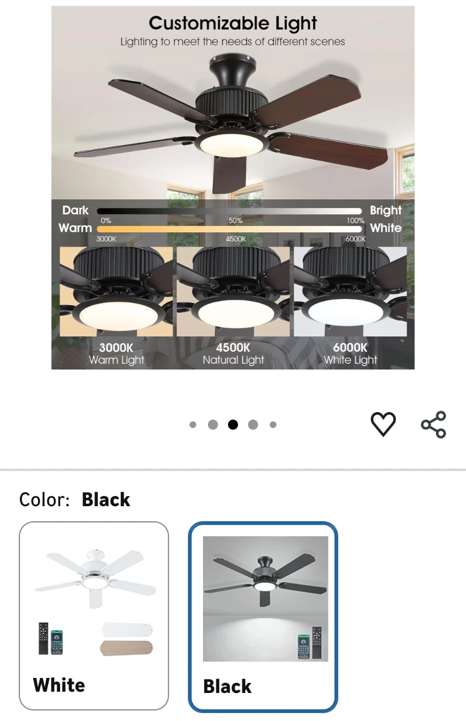 Black 44IN Ceiling Fan with Remote (cash only) - photo 3