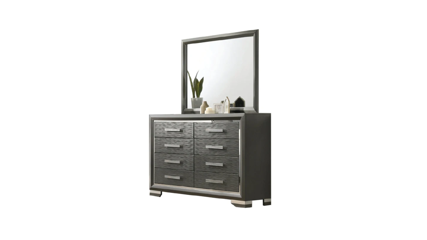 Grey 6-Drawer Dresser with Mirror - photo 3