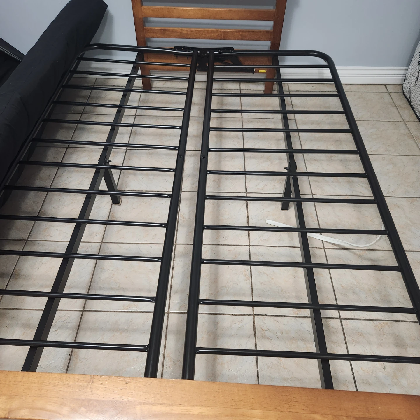Wooden Futon Frame with Black Mattress - photo 4