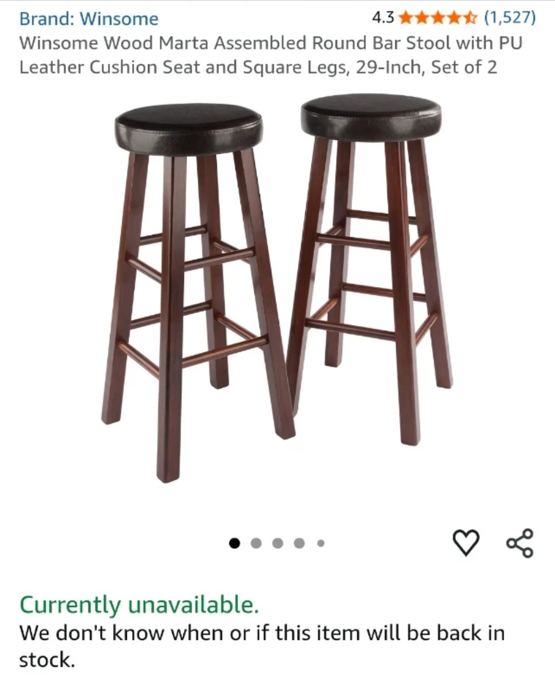 Set of 2 Dark Brown Faux Leather Swivel Bar Stools【Moving sale❗】 - photo 5