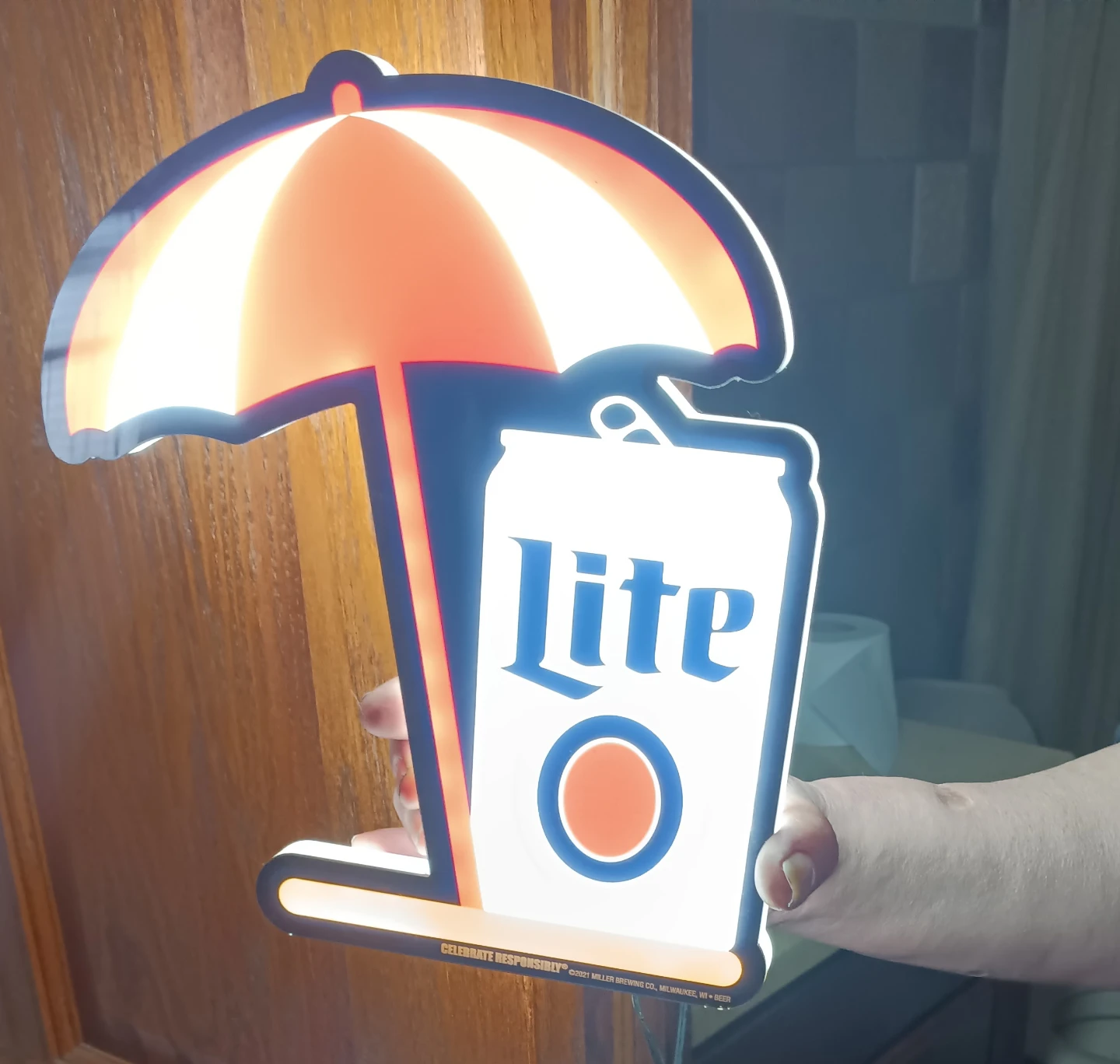 Miller Lite Illuminated Sign with Umbrella
