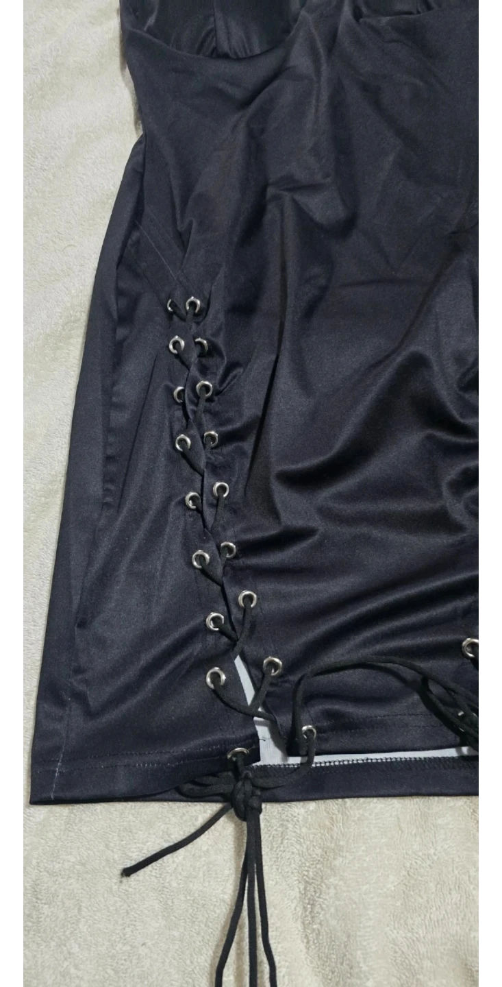 Black Lace-Up Corset Dress - photo 4