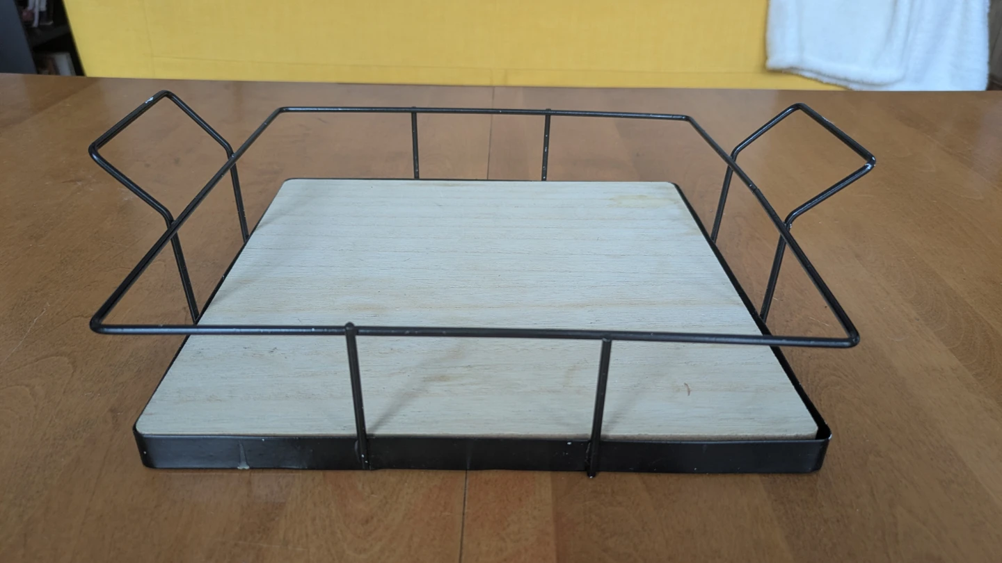 Square Wood and Wire Tray with Handles