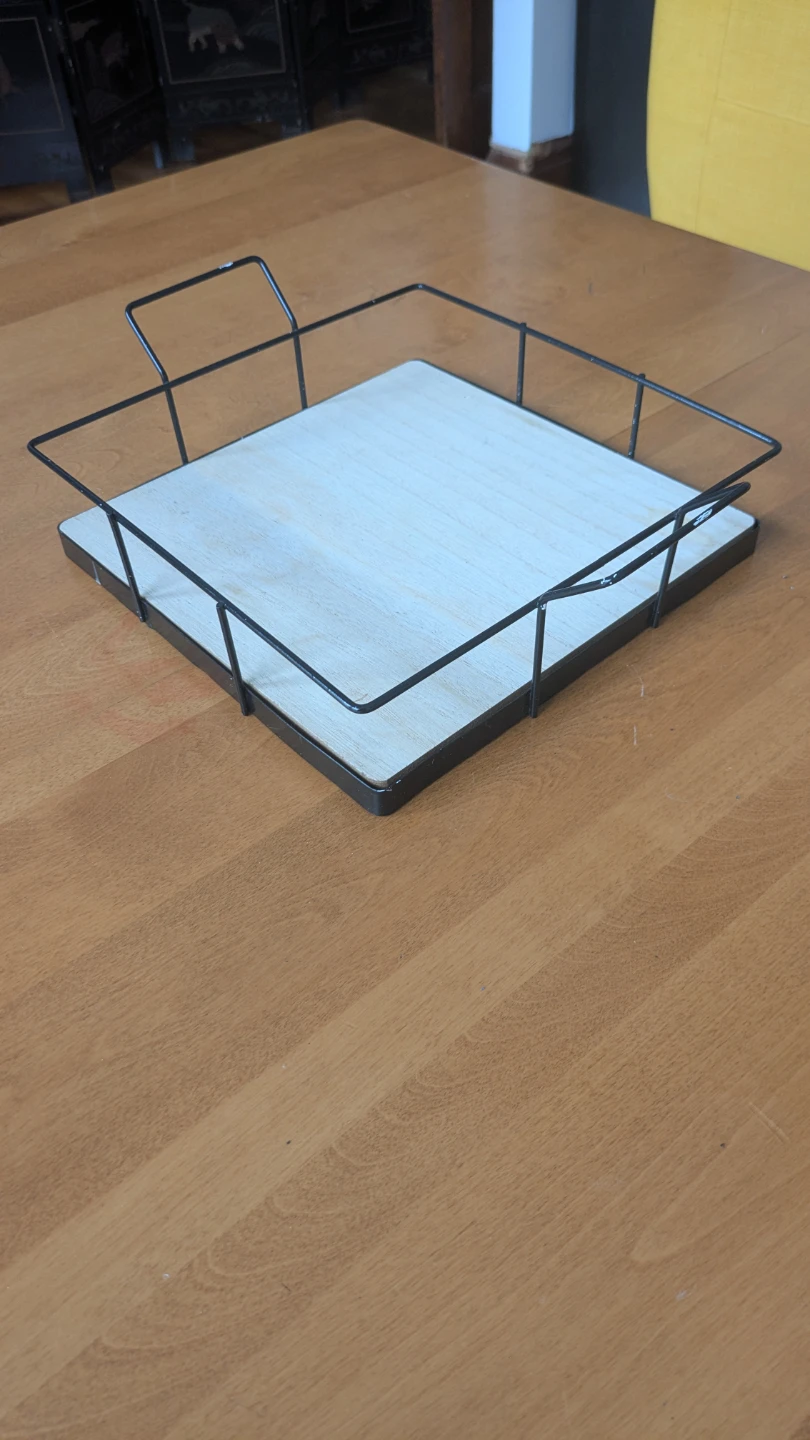 Square Wood and Wire Tray with Handles - photo 3