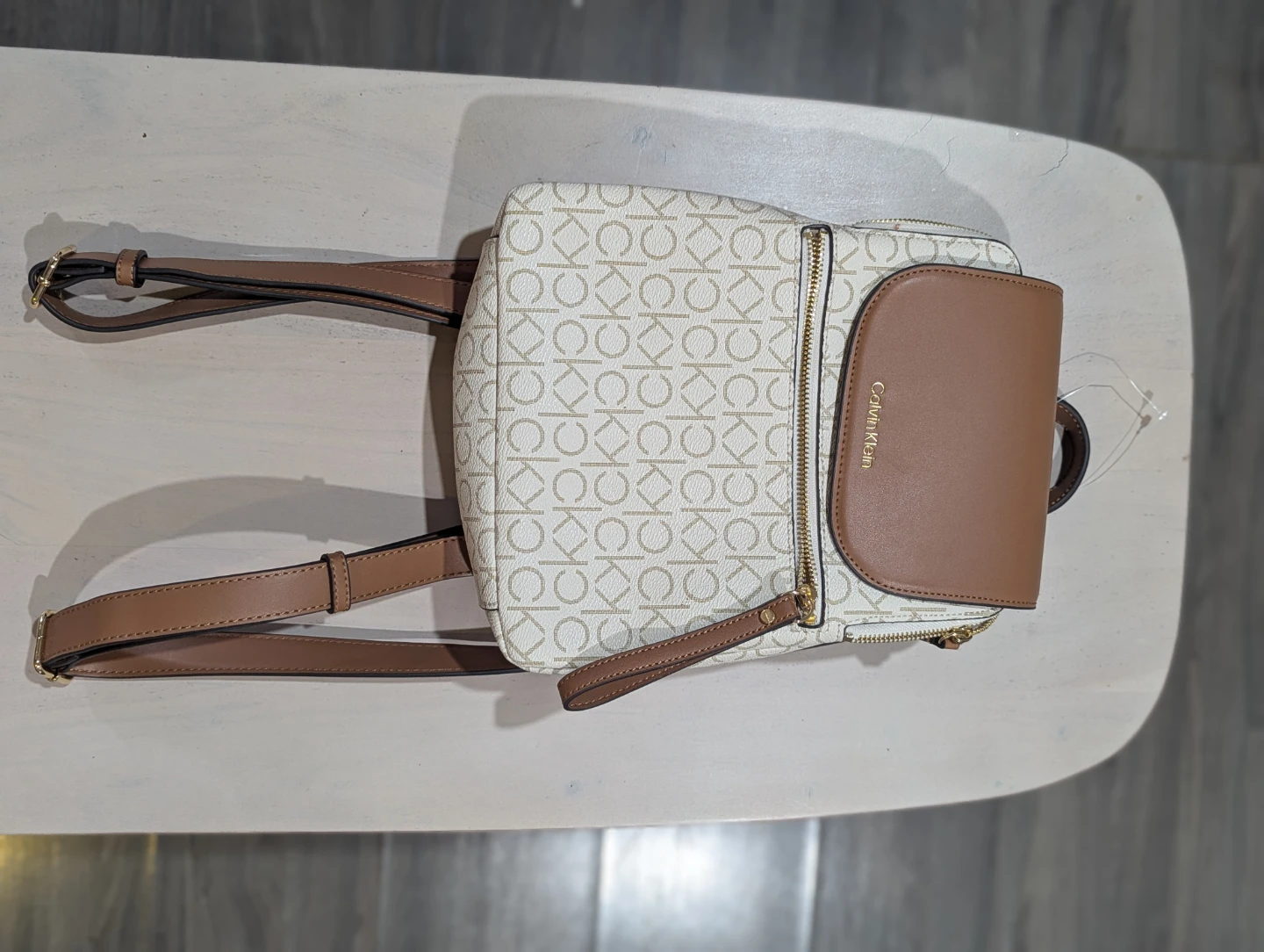 Calvin Klein Backpack - Beige/Brown Monogram