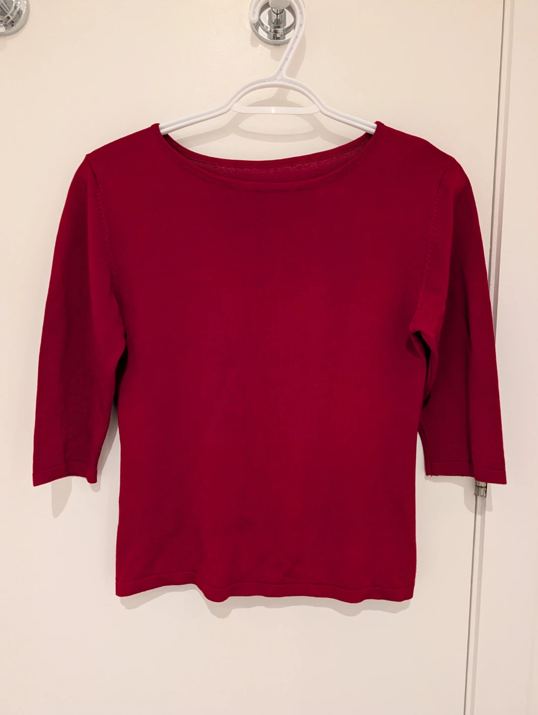 Women's Red Boat Neck Top (Small)