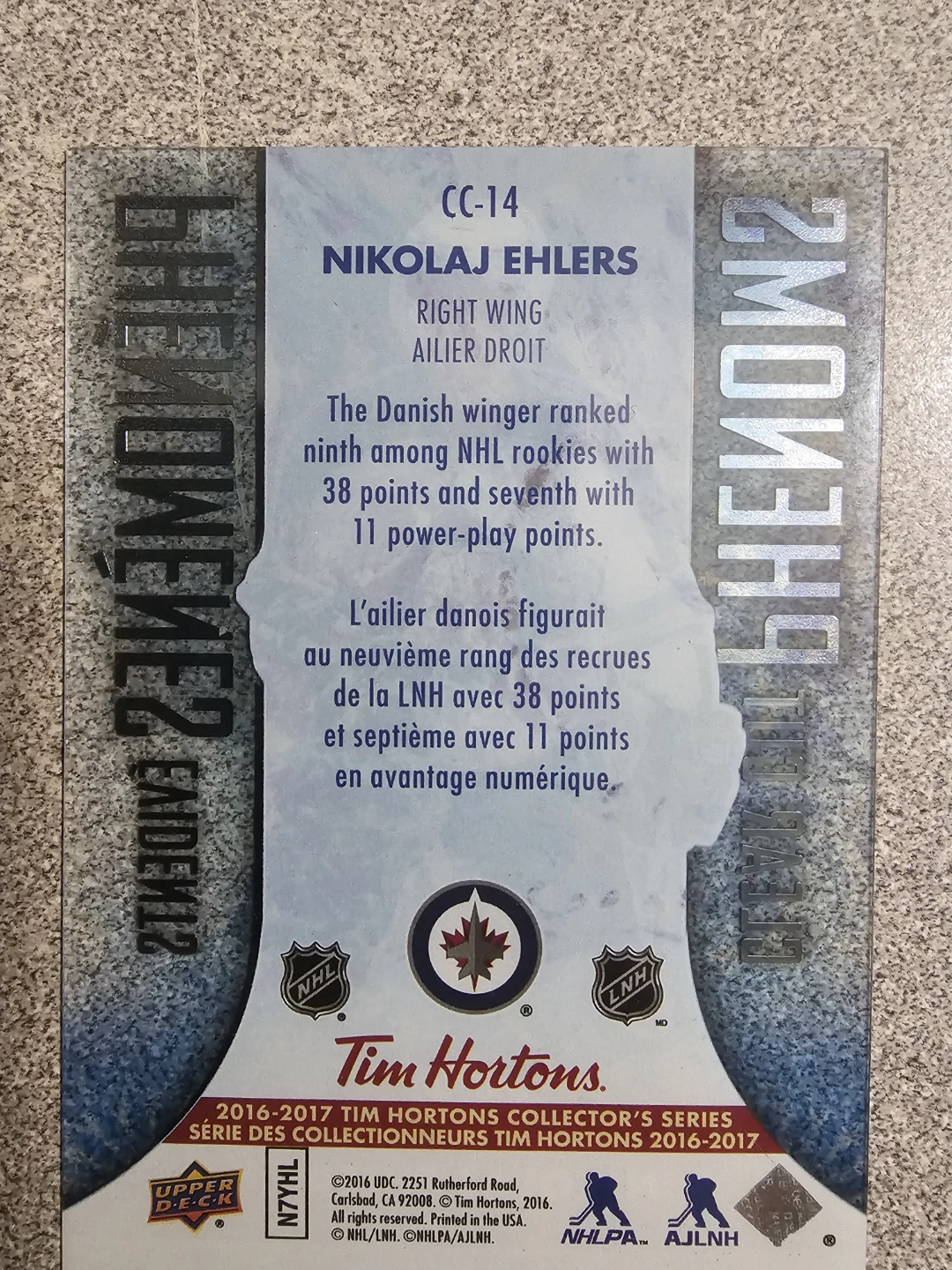 Nikolaj Ehlers Winnipeg Jets Hockey Card - photo 2