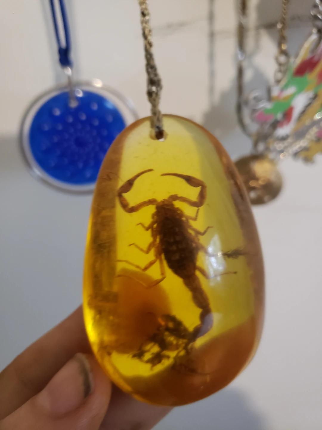 Scorpion in Amber Pendant Necklace