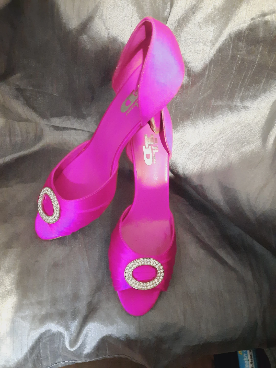Browns Hot Pink Peep-Toe Heels with Rhinestone Buckle
