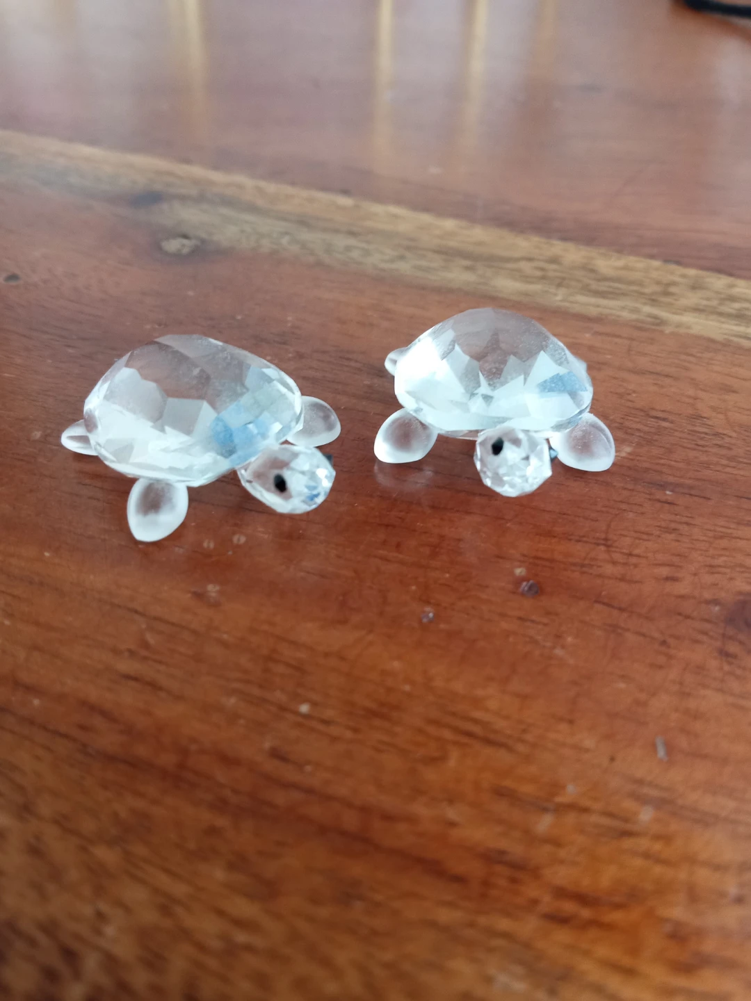 Set of 2 Clear Swarovski Crystal Turtle Figurines
