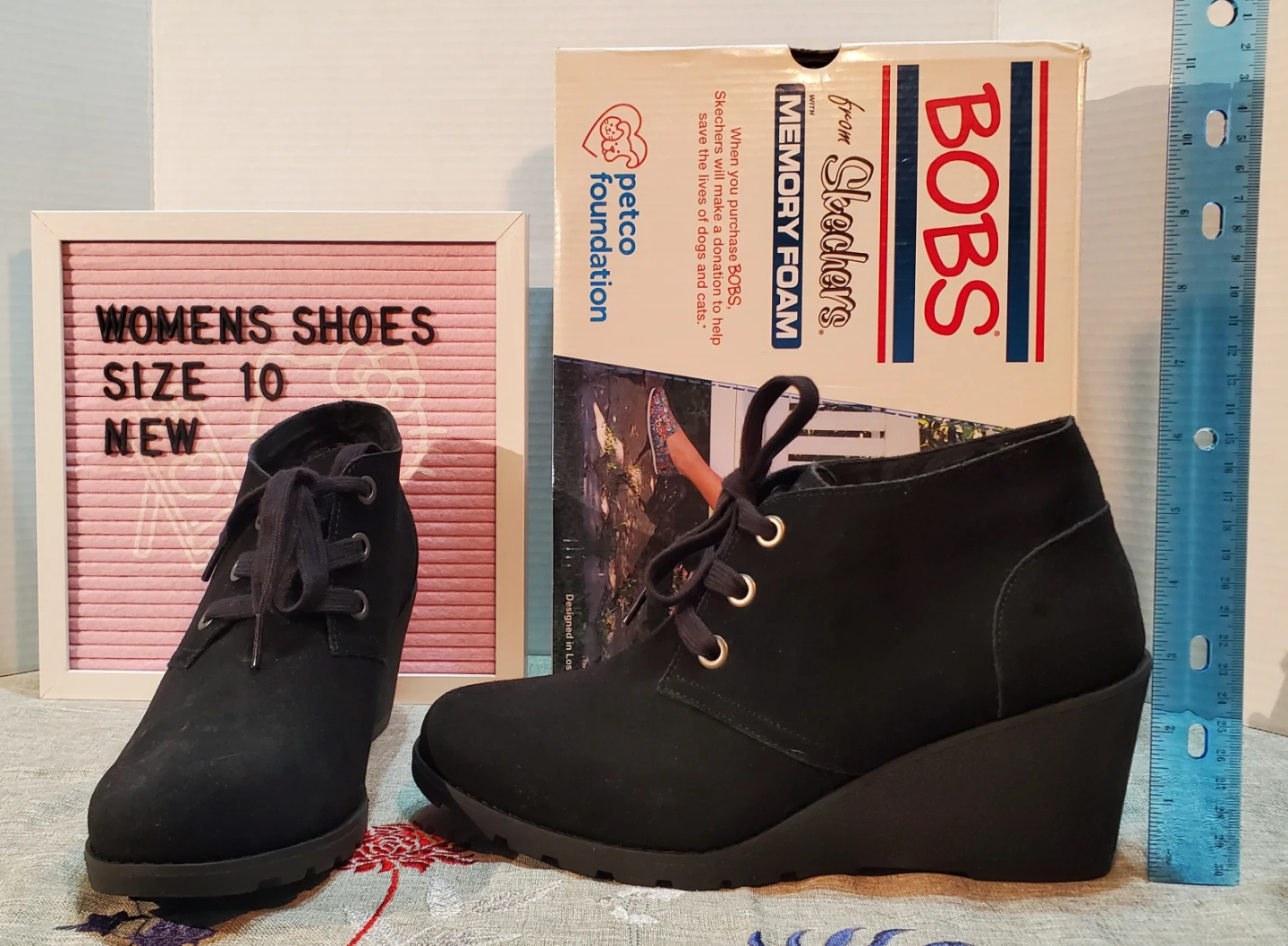 BOBS from Skechers Women's Black Wedge Booties Size 10