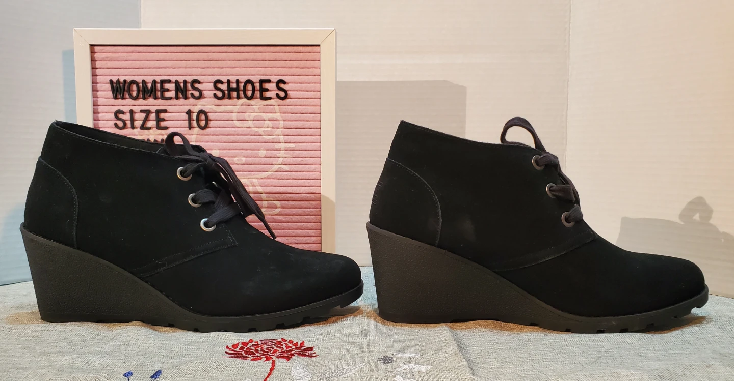 BOBS from Skechers Women's Black Wedge Booties Size 10 - photo 4