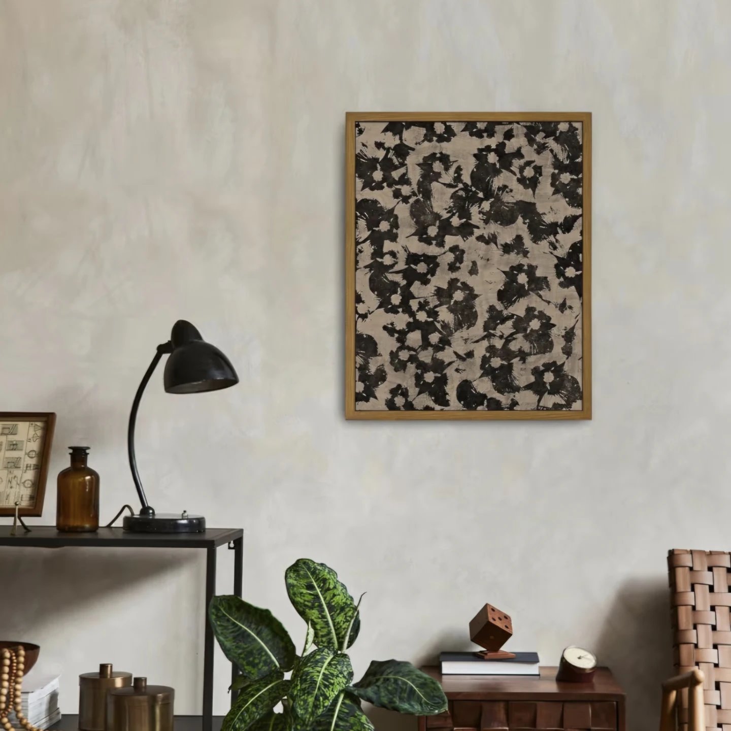 Roslynity Abstract Floral Japanese Wall Art Canvas 12"x16" - photo 2