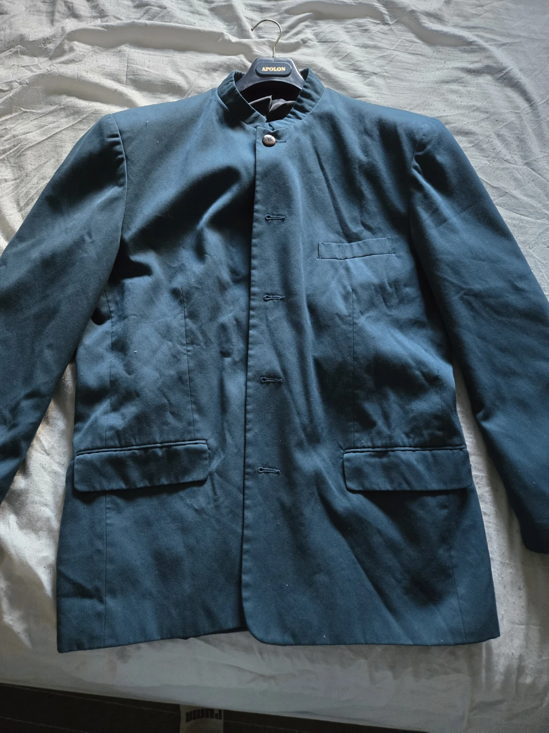 Pronti Teal Mandarin Collar Mens suit