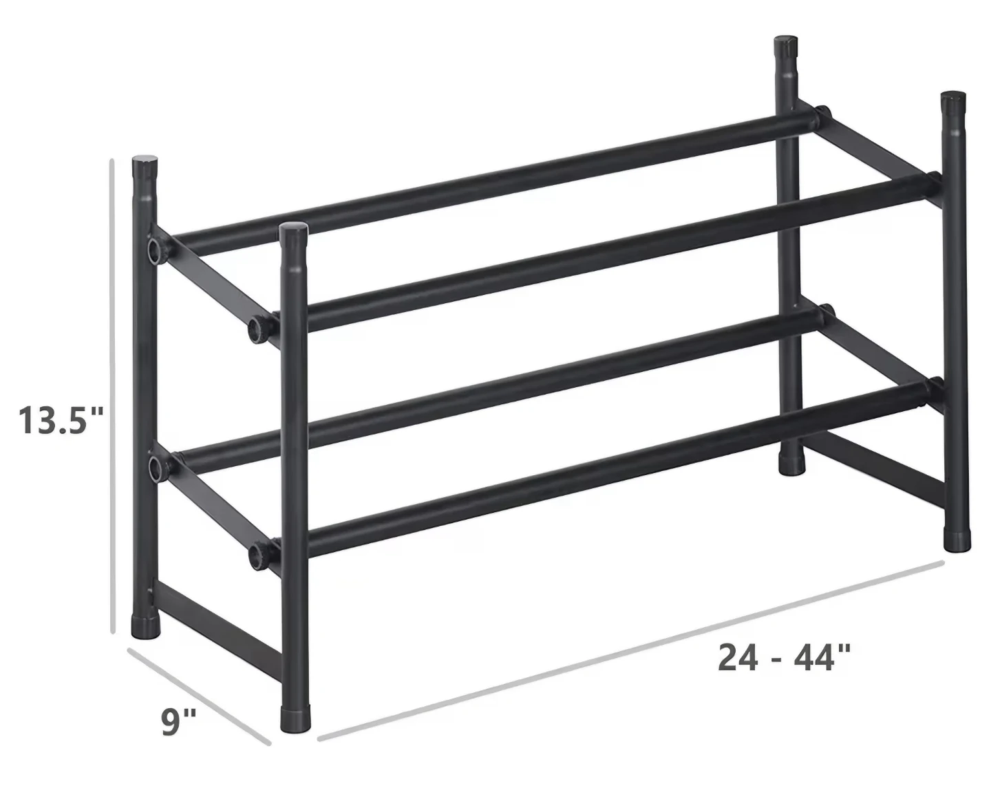 Telescoping Stackable Expandable Shoe Rack , 2 Tiers, Black - photo 2