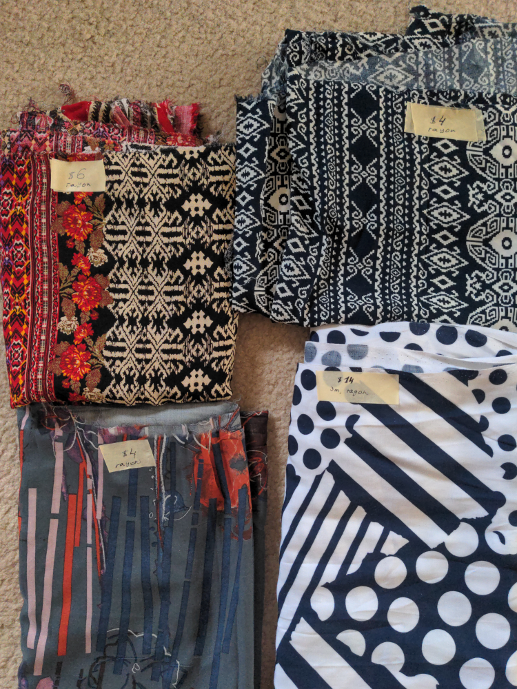 Fabrics: 4 pieces of rayon
