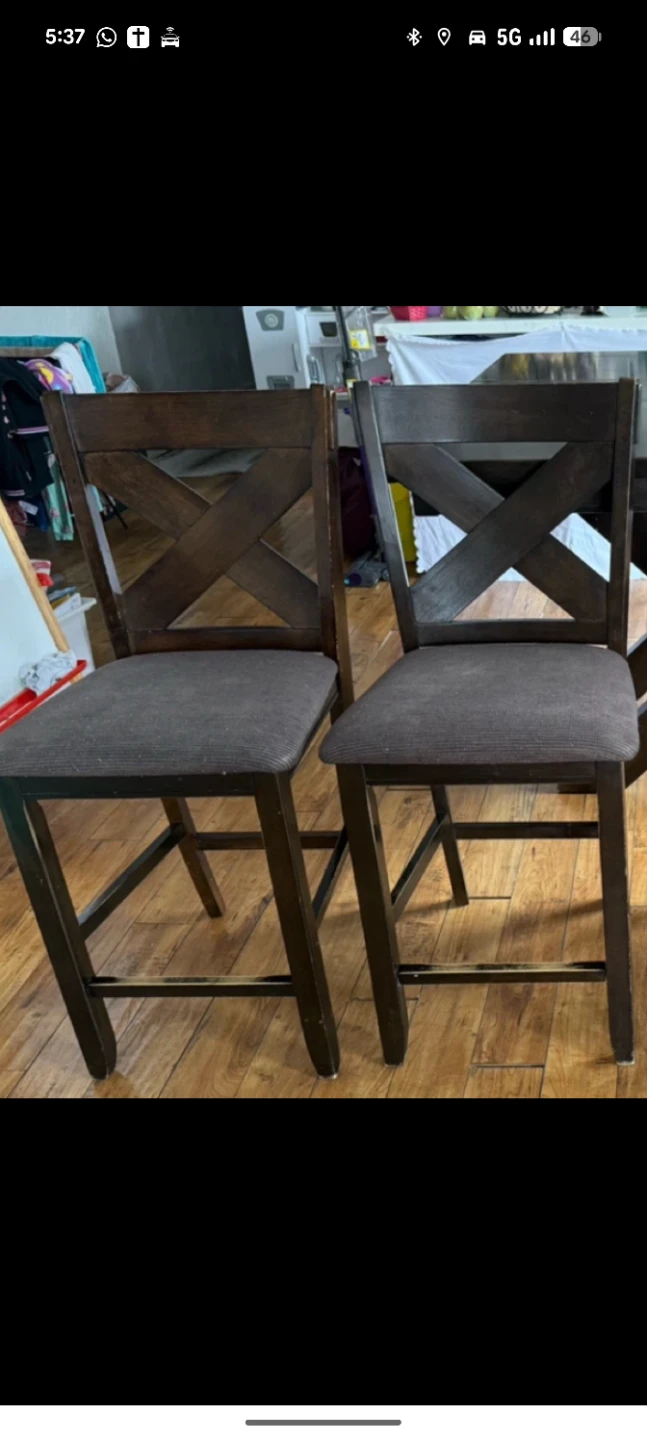 Dark Wood Dining Table with 2 Counter Height Chairs - photo 2