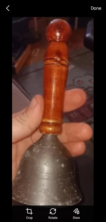 Vintage Metal Bell with Wooden Handle