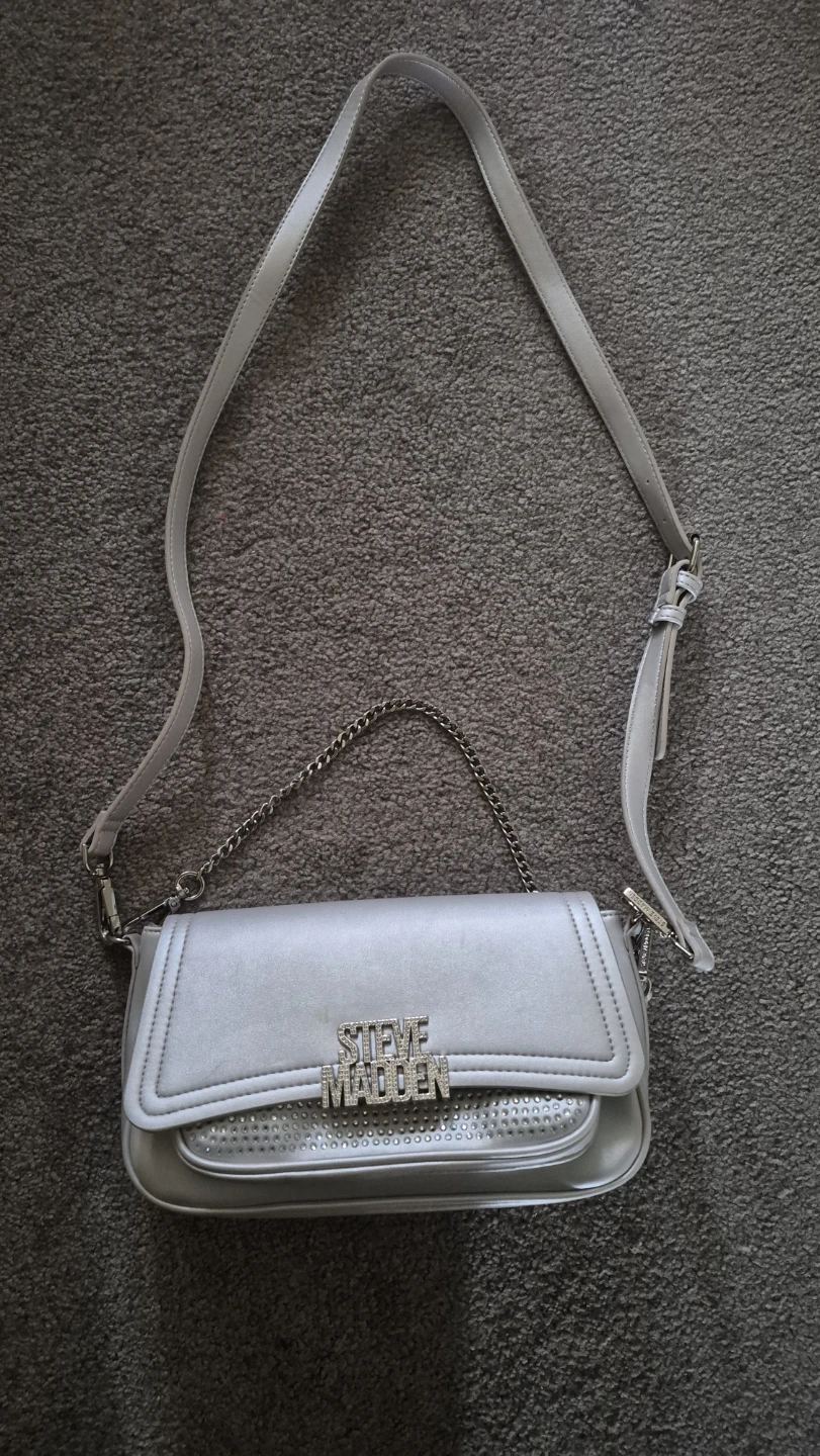Steve Madden Silver Shoulder Bag with Detachable Pouch