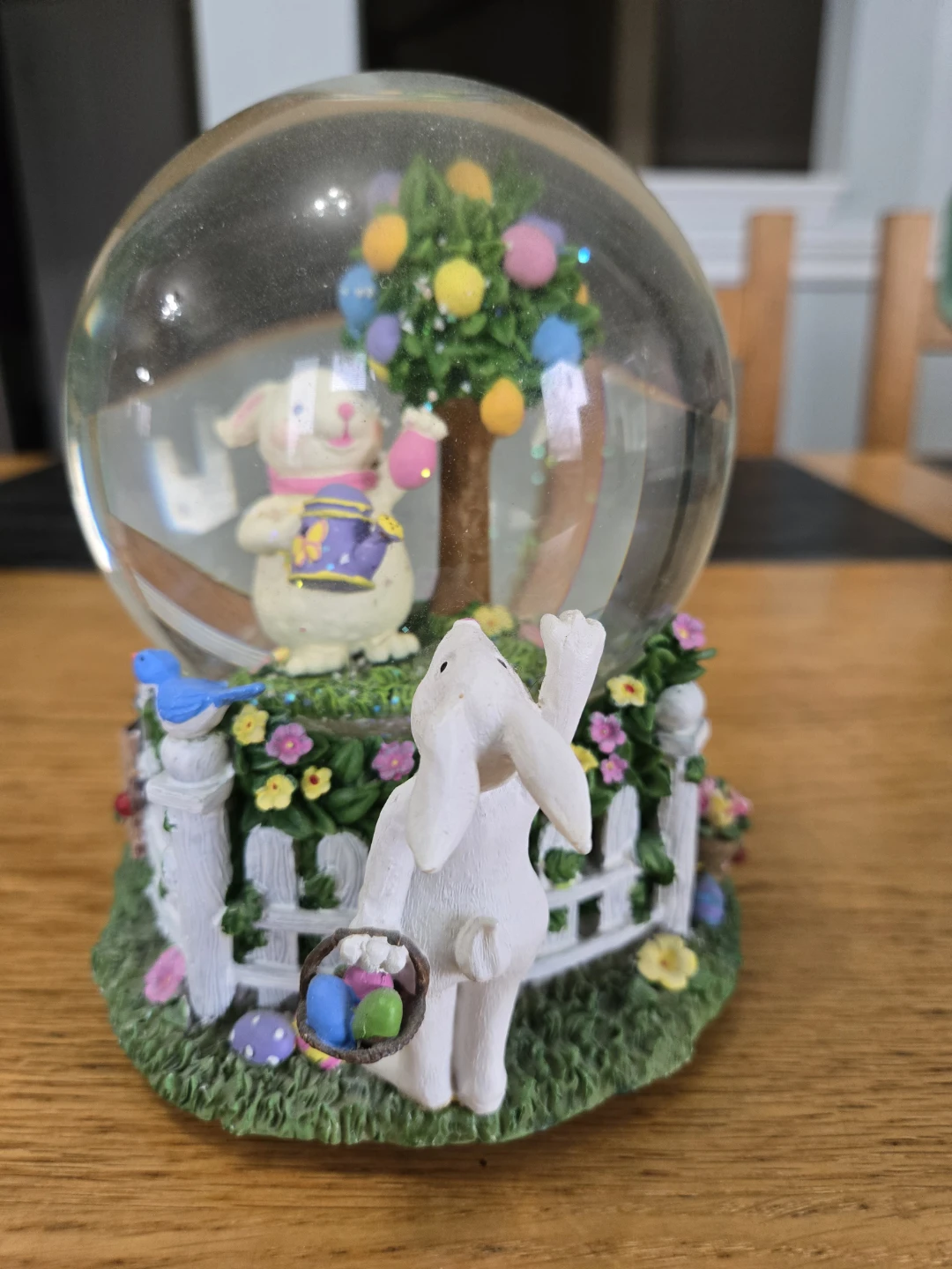Happy Spring Easter Bunny Musical Snow Globe - photo 2