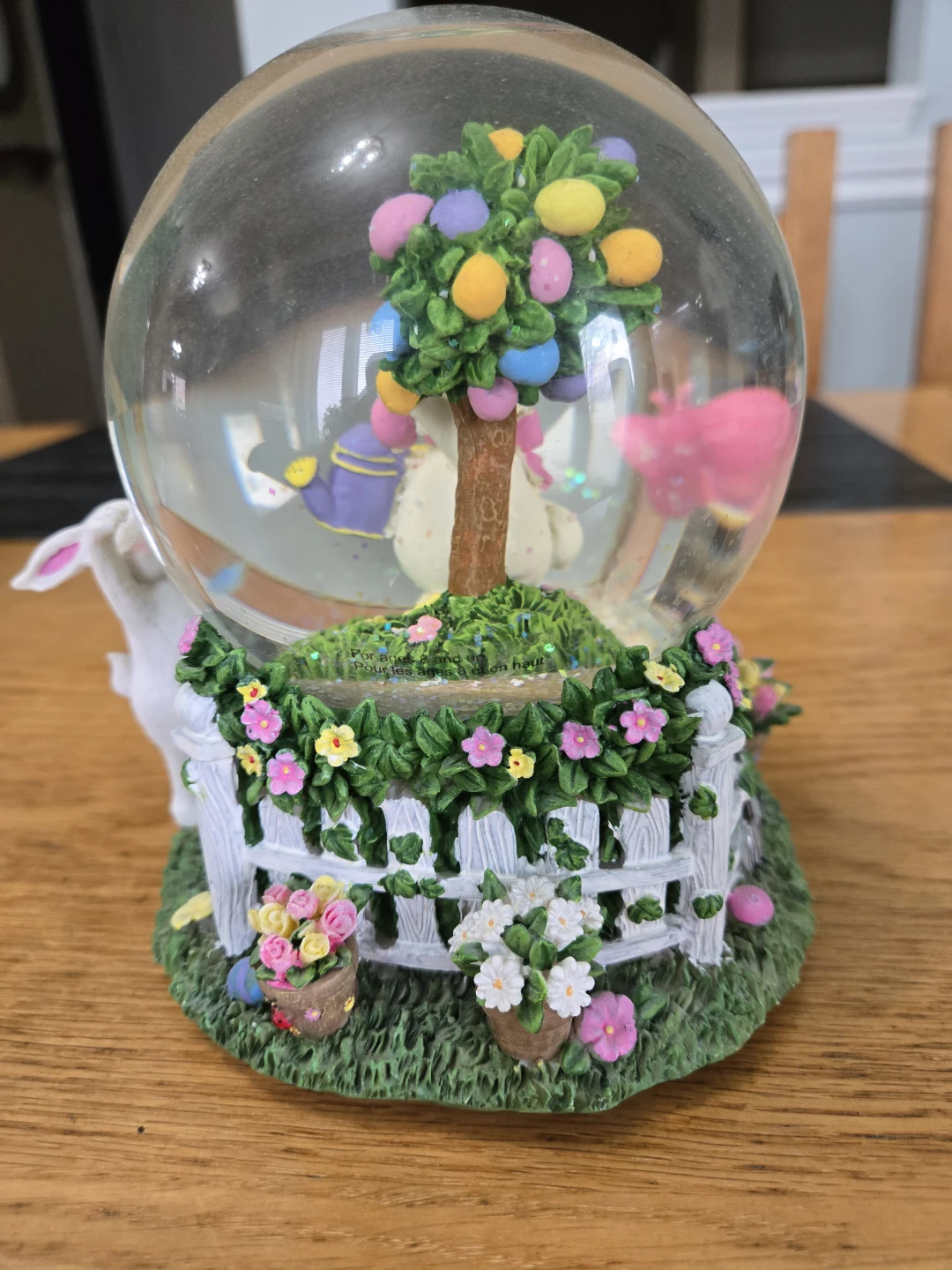 Happy Spring Easter Bunny Musical Snow Globe - photo 3