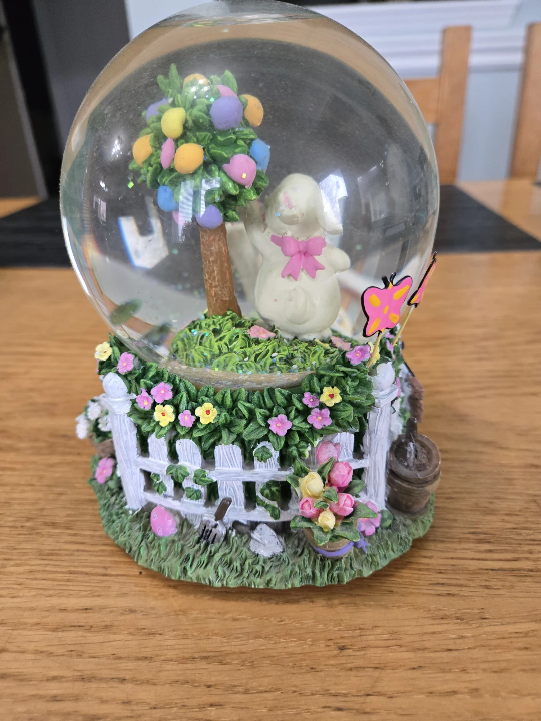 Happy Spring Easter Bunny Musical Snow Globe - photo 4