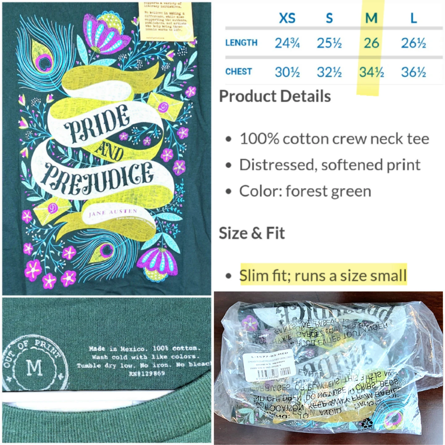 Pride and Prejudice tee - NEW WITH TAGS women's S/M - photo 2