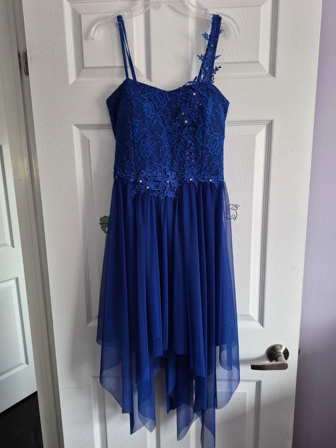 Girls size 16 Blue Lace and Tulle High-Low Dress