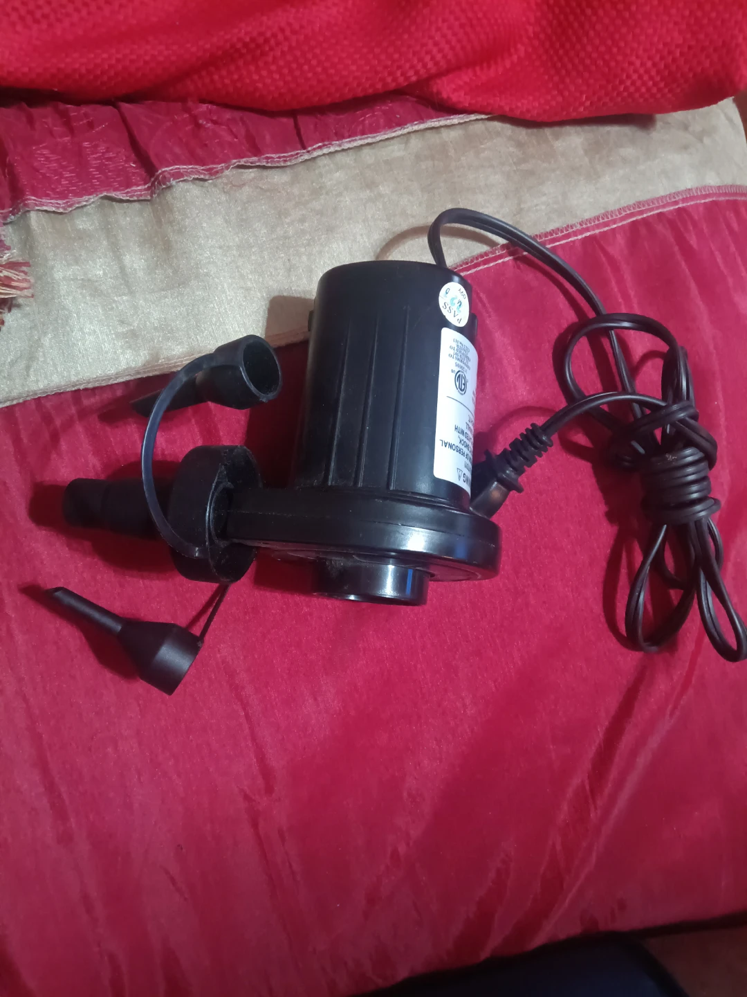 Black Electric Air Pump with Nozzles