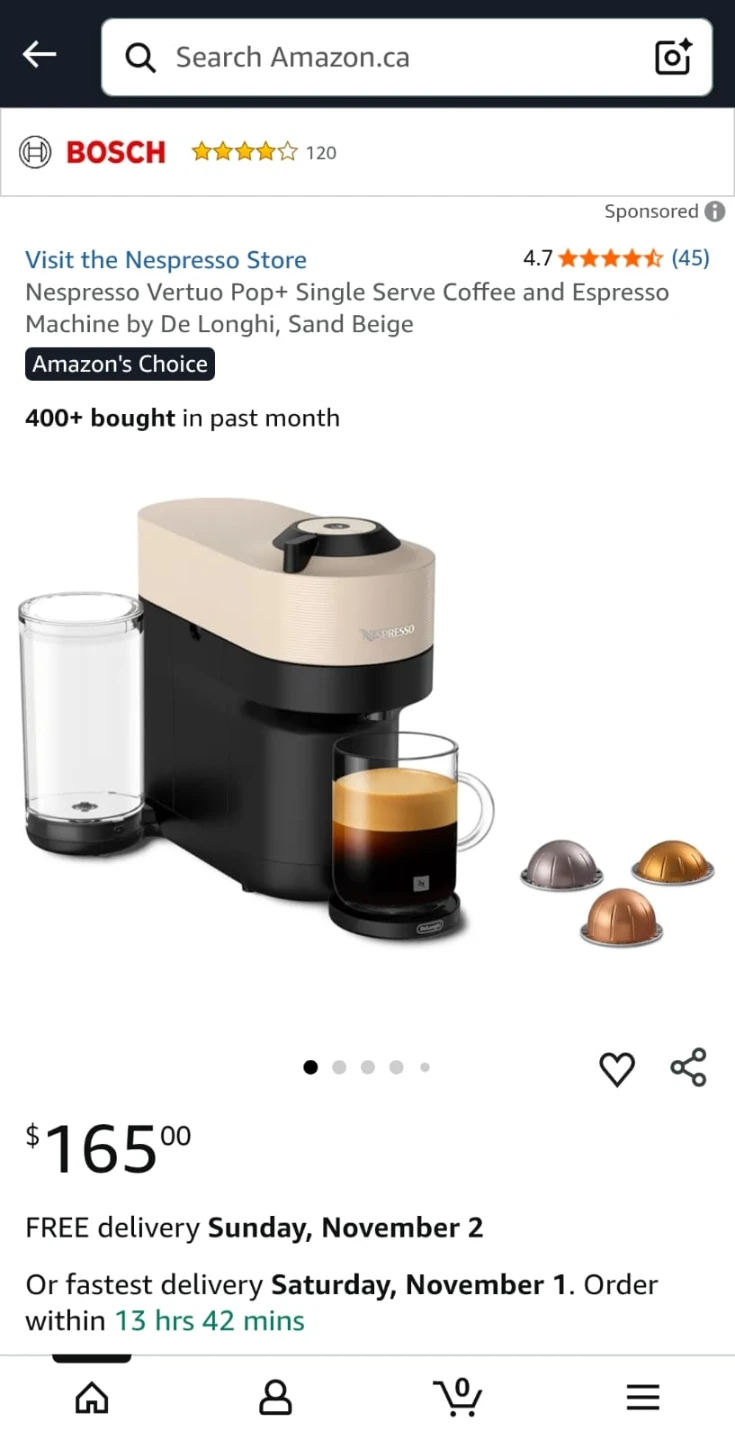 Nespresso Vertuo Pop+ Coffee and Espresso Machine - Sand Beige - photo 3