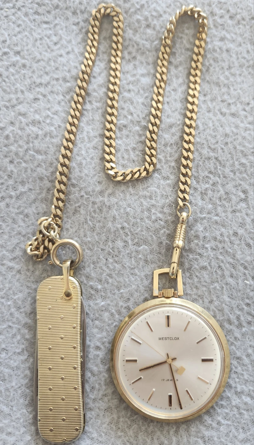 Westclox Pocket Watch with Fob Knife and Chain - photo 3