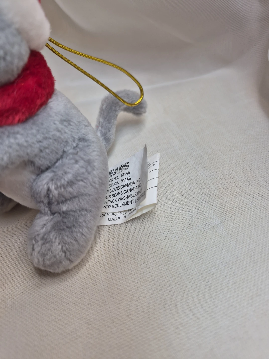Vintage Sears Christmas Holiday 4 1/2" Mouse Plush Ornament - photo 5