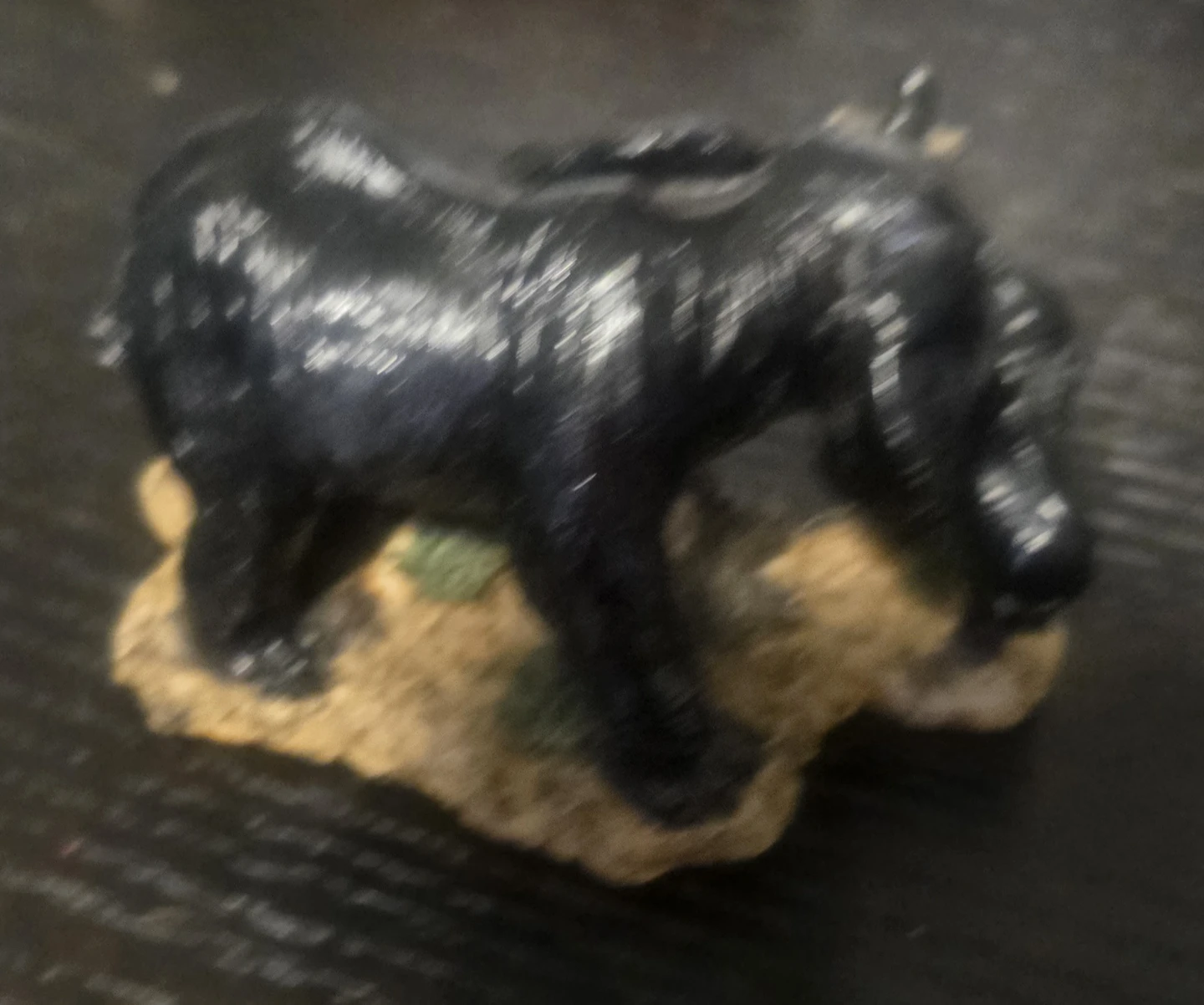 Black Elephant Family Figurine