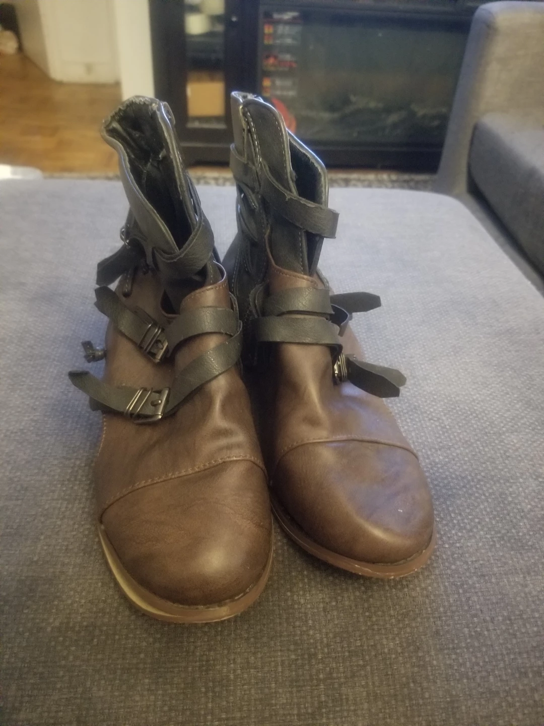 Women's Brown Leather Ankle Boots - Size 8
