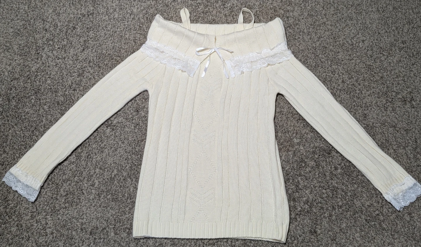 Cream Off-the-Shoulder Sweater - photo 2