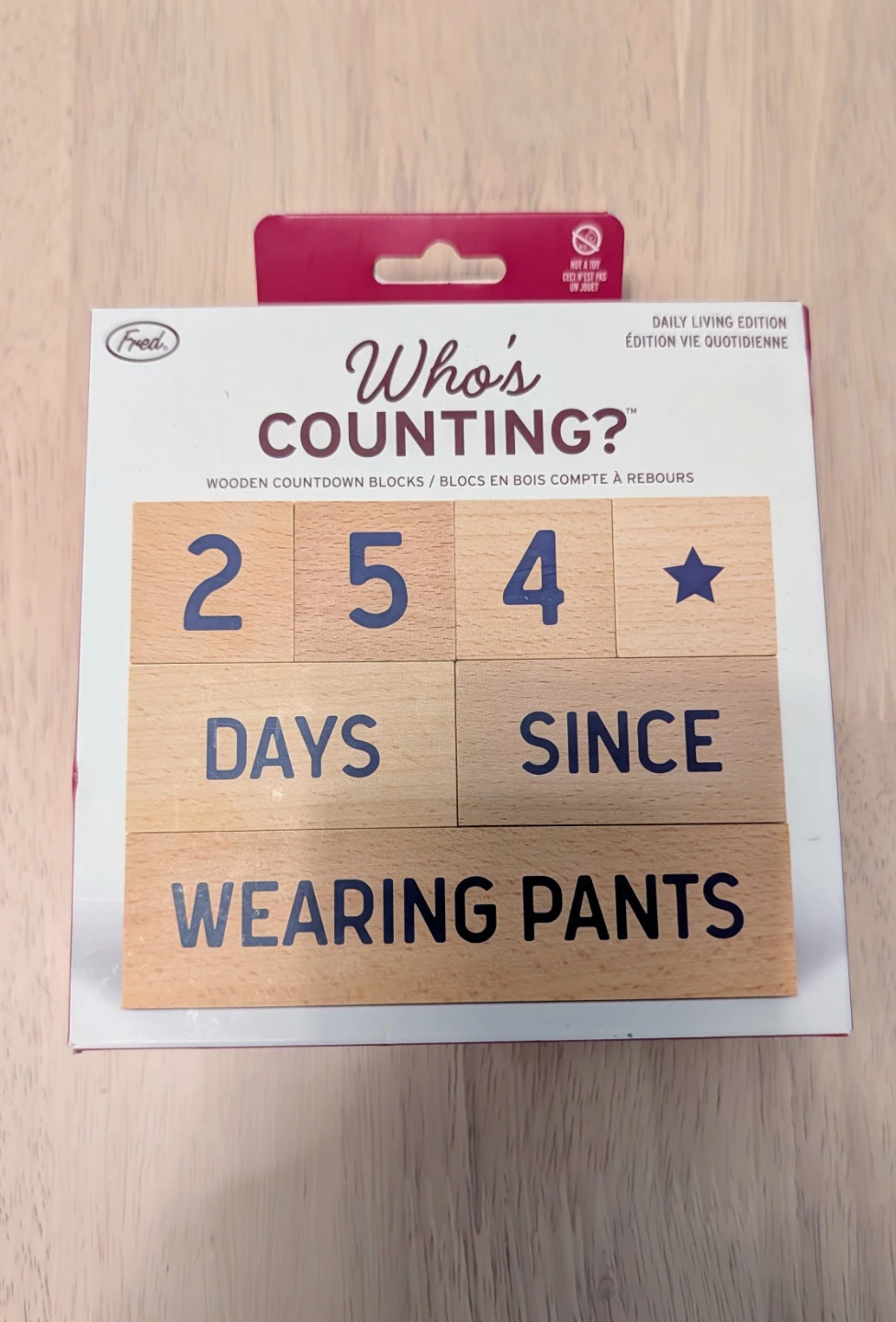 Brand New Fred Who's Counting? Wooden Countdown Calendar Gift
