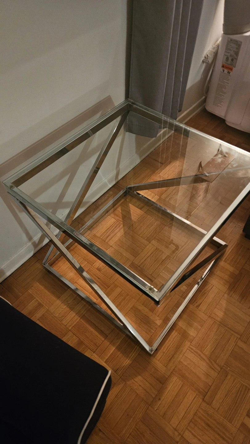 Chrome and Glass Side or Coffee Table from Brick