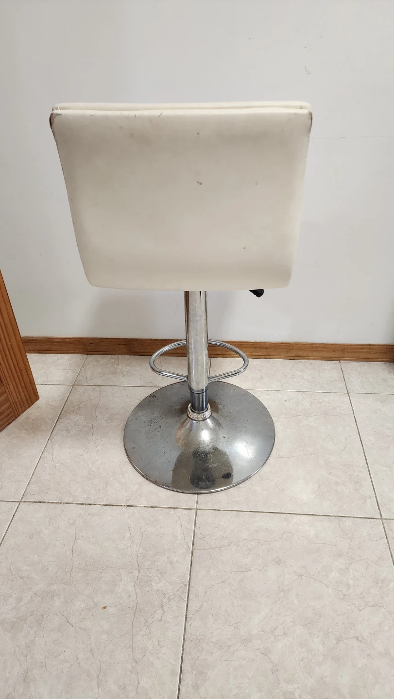 White Faux Leather Adjustable Bar Stool - photo 3