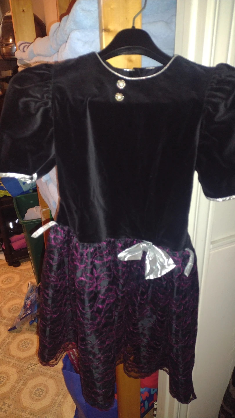 Girls Black Velvet Dress Size 10